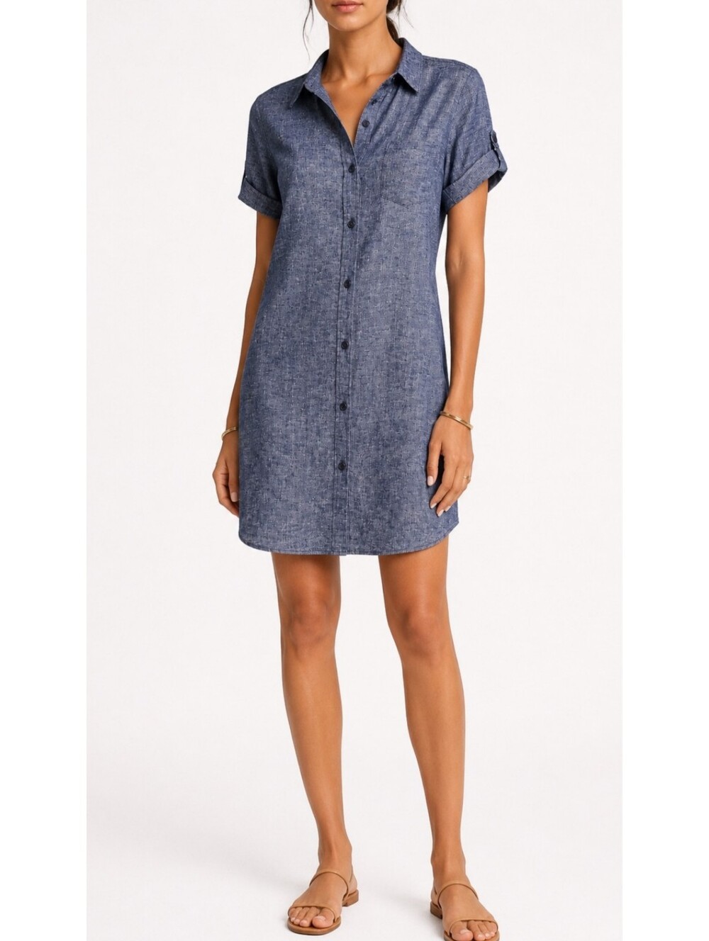 Theory Mayvine Linen Blend Shirt Dress Deep Denim Tierra Wash NWT Size 10
